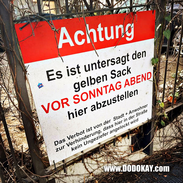 Dodokay Gelber Sack Ungeziefer Schild